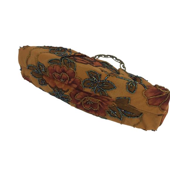 Victorian Beaded evening bag, floral bag Metal Strap Acetate, Seed Beads, Lucite - Picture 7 of 12